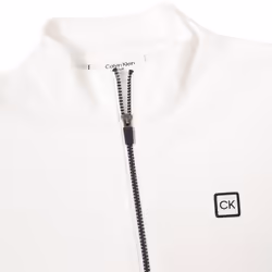 Calvin Klein Mens 2025 Concord Full Zip Stretch Soft Wicking Golf Sweater - M, White