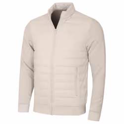 Calvin Klein Mens Hybrid Quilted Fleece Funnel Neck Jacket - L, Parchment
