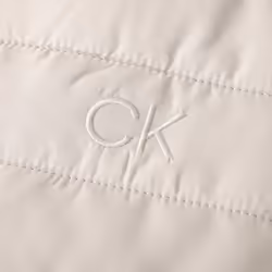 Calvin Klein Mens Hybrid Quilted Fleece Funnel Neck Jacket - XXL, Parchment