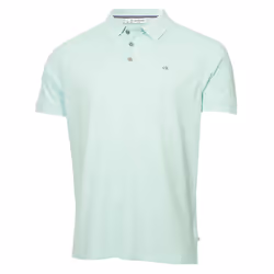 Calvin Klein Mens 2025 Campus 3 Button Ribbed Collar Golf Polo Shirt - XXL, Aqua