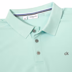 Calvin Klein Mens 2025 Campus 3 Button Ribbed Collar Golf Polo Shirt - XXXL, Aqua