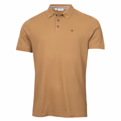 Calvin Klein Mens 2025 Campus 3 Button Ribbed Collar Golf Polo Shirt - XL, Biscuit