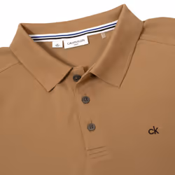 Calvin Klein Mens 2025 Campus 3 Button Ribbed Collar Golf Polo Shirt - XXXXL, Biscuit
