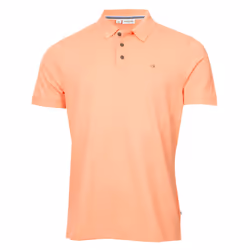 Calvin Klein Mens 2025 Campus 3 Button Ribbed Collar Golf Polo Shirt - XL, Papaya