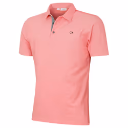 Calvin Klein Mens 2025 Prep Campus Oxford Pique Golf Polo Shirt - M, Coral