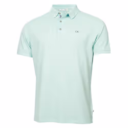 Calvin Klein Mens 2025 Campus 3 Button Ribbed Collar Golf Polo Shirt - S, Aqua Sport