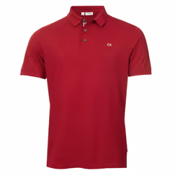 Calvin Klein Mens 2025 Campus 3 Button Ribbed Collar Golf Polo Shirt - XXXXXL, Burgundy Sport