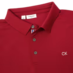 Calvin Klein Mens 2025 Campus 3 Button Ribbed Collar Golf Polo Shirt - XXXXXL, Burgundy Sport