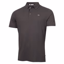 Calvin Klein Mens 2025 Campus 3 Button Ribbed Collar Golf Polo Shirt - M, Charcoal Sport