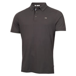 Calvin Klein Mens 2025 Campus 3 Button Ribbed Collar Golf Polo Shirt - M, Charcoal Sport