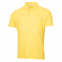 Calvin Klein Mens 2025 Campus 3 Button Ribbed Collar Golf Polo Shirt - M, Lemon Sport