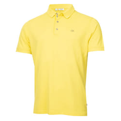 Calvin Klein Mens 2025 Campus 3 Button Ribbed Collar Golf Polo Shirt - M, Lemon Sport