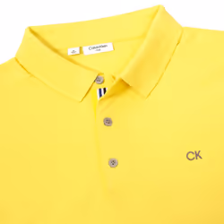 Calvin Klein Mens 2025 Campus 3 Button Ribbed Collar Golf Polo Shirt - XXXXXL, Lemon Sport