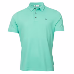 Calvin Klein Mens 2025 Campus 3 Button Ribbed Collar Golf Polo Shirt - M, Mint Sport