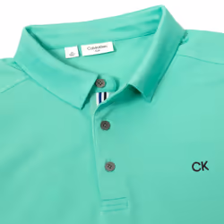 Calvin Klein Mens 2025 Campus 3 Button Ribbed Collar Golf Polo Shirt - M, Mint Sport