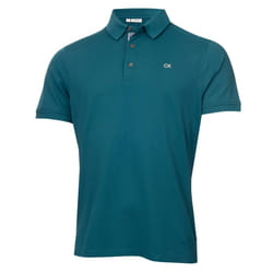 Calvin Klein Mens 2025 Campus 3 Button Ribbed Collar Golf Polo Shirt - M, Petrol Sport