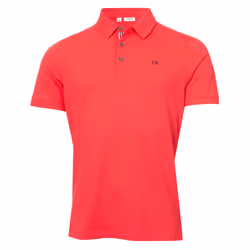 Calvin Klein Mens 2025 Campus 3 Button Ribbed Collar Golf Polo Shirt - M, Raspberry Sport