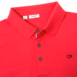 Calvin Klein Mens 2025 Campus 3 Button Ribbed Collar Golf Polo Shirt - M, Raspberry Sport