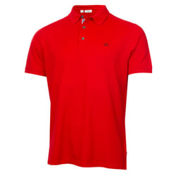 Calvin Klein Mens 2025 Campus 3 Button Ribbed Collar Golf Polo Shirt - M, Red Sport