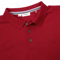 Calvin Klein Mens 2025 North Coast Moisture Wicking Golf Polo Shirt - L, Burgundy