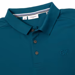 Calvin Klein Mens 2025 North Coast Moisture Wicking Golf Polo Shirt - M, Petrol