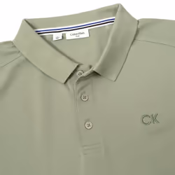 Calvin Klein Mens 2025 North Coast Moisture Wicking Golf Polo Shirt - M, Sage
