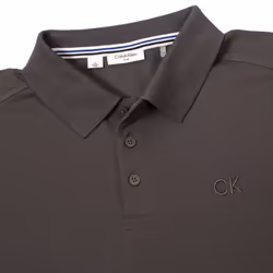 Calvin Klein Mens 2025 Long Sleeve Stretch Campus Golf Polo Shirt - XXXXXL, Charcoal