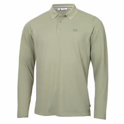 Calvin Klein Mens 2025 Long Sleeve Stretch Campus Golf Polo Shirt - L, Sage