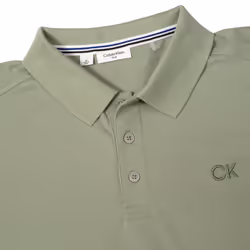 Calvin Klein Mens 2025 Long Sleeve Stretch Campus Golf Polo Shirt - XXXXXL, Sage