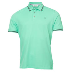 Calvin Klein Mens 2025 Campus 3 Button Ribbed Collar Golf Polo Shirt - M, Mint Tipped