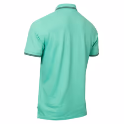 Calvin Klein Mens 2025 Campus 3 Button Ribbed Collar Golf Polo Shirt - S, Mint Tipped