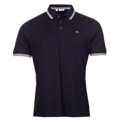 Calvin Klein Mens 2025 Campus 3 Button Ribbed Collar Golf Polo Shirt - M, Navy Tipped