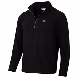 Calvin Klein Mens 2025 Polar Fleece 1/2 Zip Stretch Golf Sweater - S, Black