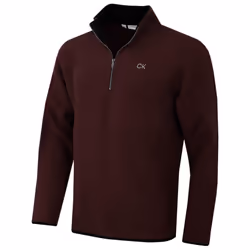 Calvin Klein Mens 2025 Polar Fleece 1/2 Zip Stretch Golf Sweater - M, Burgundy