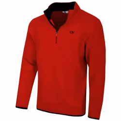 Calvin Klein Mens 2025 Polar Fleece 1/2 Zip Stretch Golf Sweater - S, Red