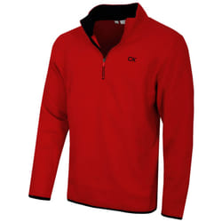 Calvin Klein Mens 2025 Polar Fleece 1/2 Zip Stretch Golf Sweater - S, Red