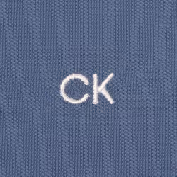 Calvin Klein Mens 2025 Campus 3 Button Ribbed Collar Golf Polo Shirt - L, Denim Blue Tipped