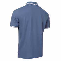 Calvin Klein Mens 2025 Campus 3 Button Ribbed Collar Golf Polo Shirt - L, Denim Blue Tipped