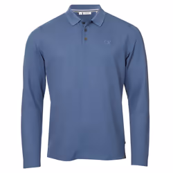 Calvin Klein Mens 2025 Long Sleeve Stretch Campus Golf Polo Shirt - S, Denim Blue