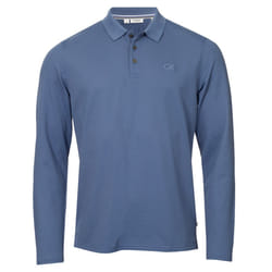 Calvin Klein Mens 2025 Long Sleeve Stretch Campus Golf Polo Shirt - XXXXL, Denim Blue