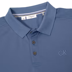 Calvin Klein Mens 2025 Long Sleeve Stretch Campus Golf Polo Shirt - XXXXL, Denim Blue