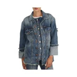 DIESEL DE VISEMAC Womens Denim Jacket Long Sleeve Distressed Blue Western Jacket - S