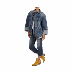 DIESEL DE VISEMAC Womens Denim Jacket Long Sleeve Distressed Blue Western Jacket - S