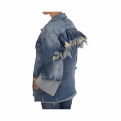 DIESEL DE VISEMAC Womens Denim Jacket Long Sleeve Distressed Blue Western Jacket - S