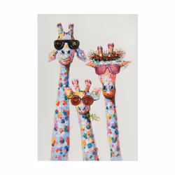 Giraffes with Sunglasses Funny Art Posters And Prints Black And White Animals Canvas Paintings on the Wall Art Pictures Cuadr - gold, 30x40cm no frame