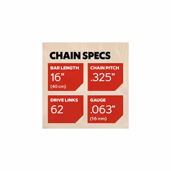 22LGX PowerCut Saw Chain for 40 cm Blade with 62 Drive Links - Full Chisel Suitable for Stihl Chainsaws