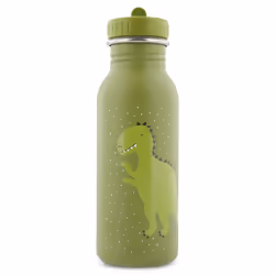 Drinking Bottle - Mr. Dino - 500ml Stainless Steel Water Bottle for Kids - Green - Leakproof - Eco-Friendly and BPA-Free