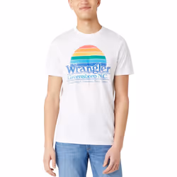 Wrangler Mens Graphic Short Sleeve Crew Neck Cotton T-Shirt Top Tee - M, White