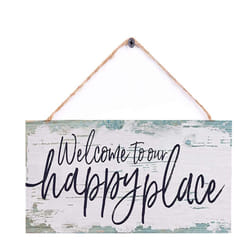 Welcome to our happy place sign decor 6""""x12"""" Wood Hanging D?cor for front door home sign