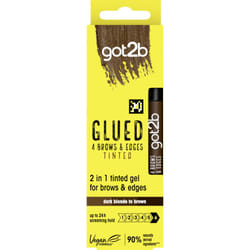 Glued 4 Brows & Edges Tinted Gel 2 in 1 16ml, Buildable Colour Dark Blonde to Brown, Screaming Hold Brow Gel, Eyebrow Gel for Long-Lasting Looks,